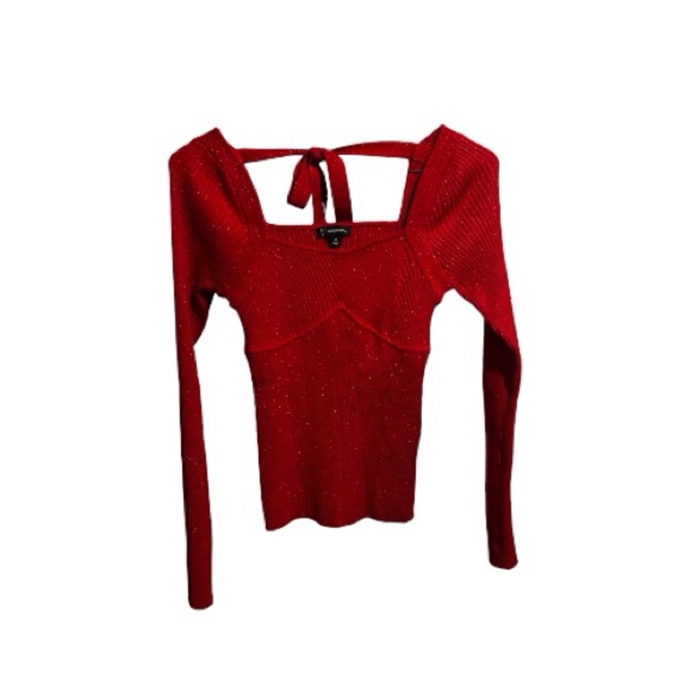 INC International Concepts Red Sparkly Knit Blouse